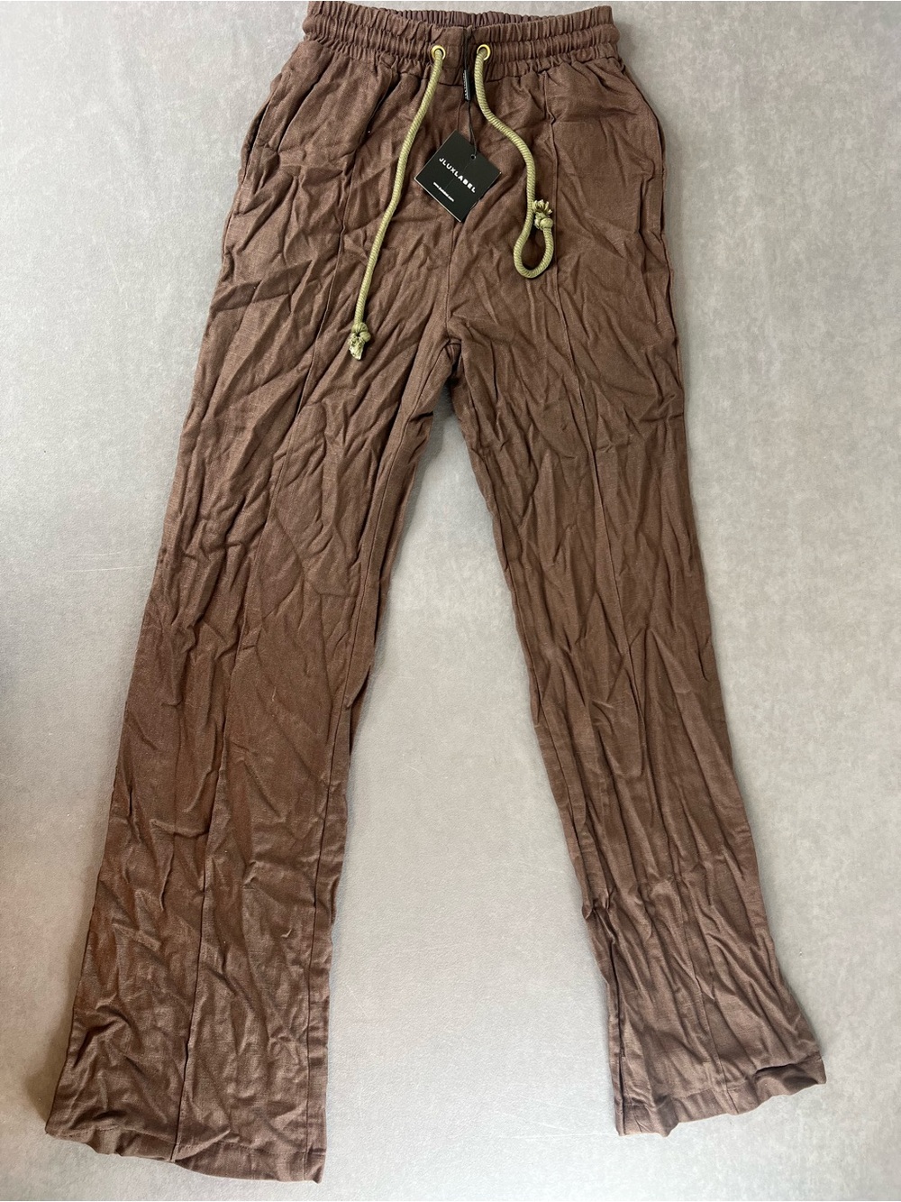 JLUXLABEL Brown Drawstring Men's Joggers with Olive Cord